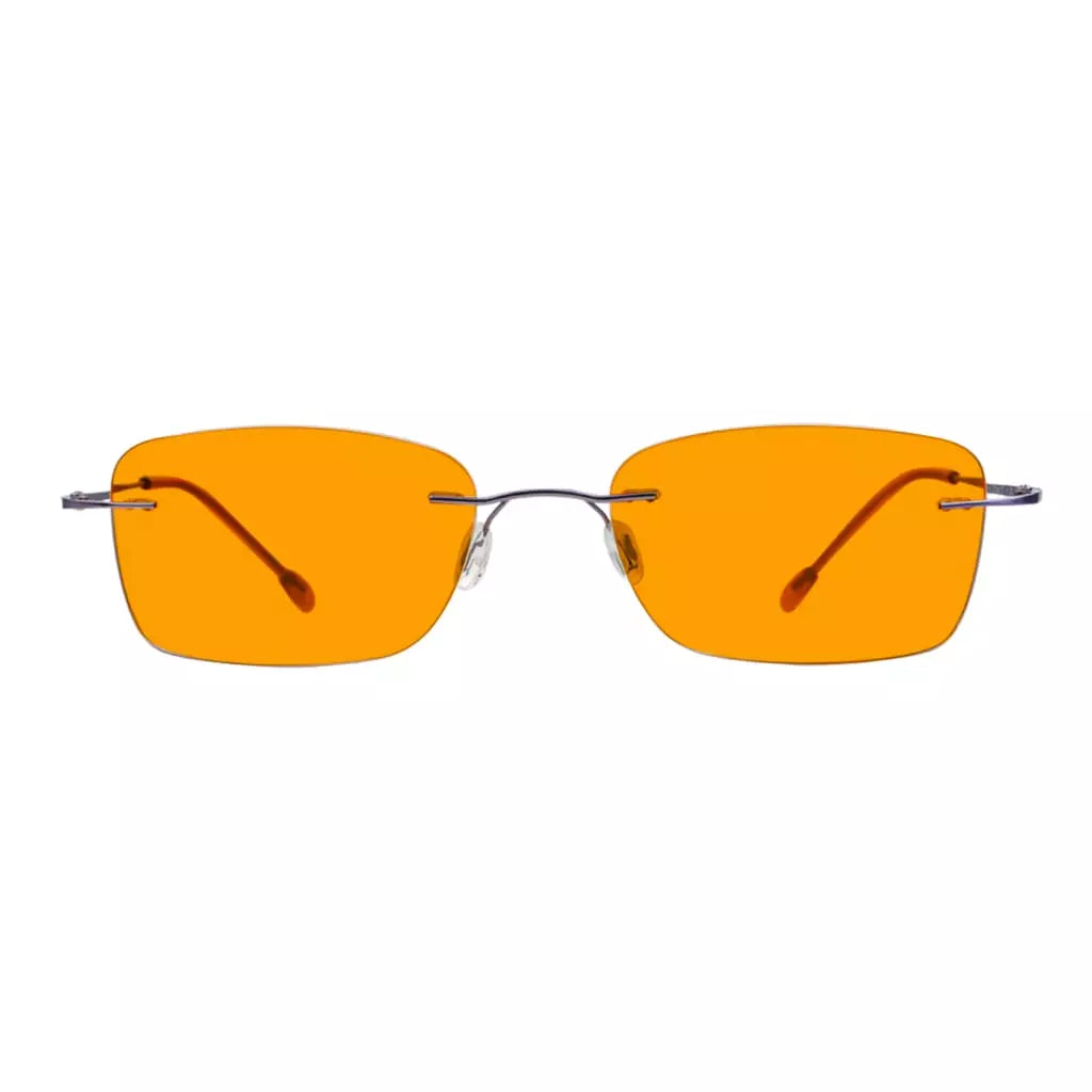 Orange Tinted Rimless Blue Light Blocking Reading Glasses Women Men