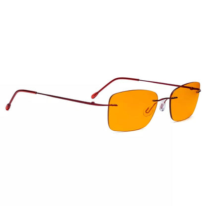 Orange Tinted Rimless Blue Light Blocking Reading Glasses Women Men