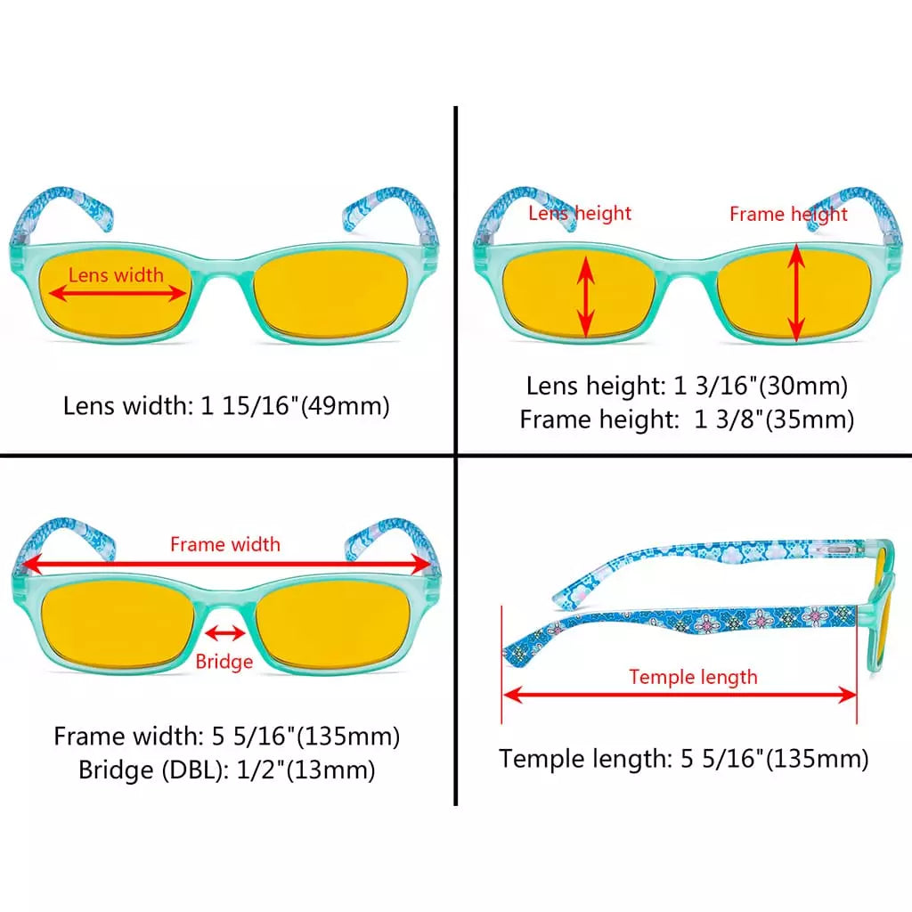 Amber Tinted Patterned Design Blue Light Blocking Reading Glasses Women