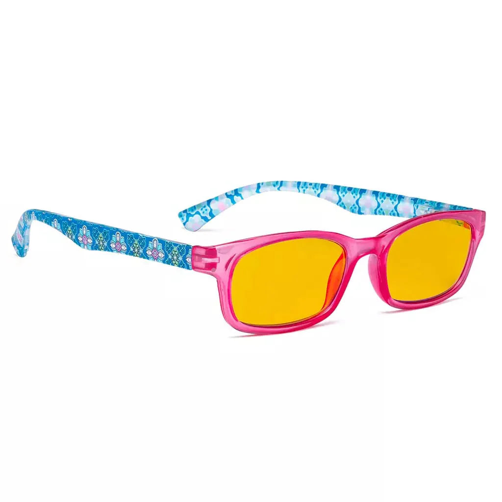 Amber Tinted Patterned Design Blue Light Blocking Reading Glasses Women