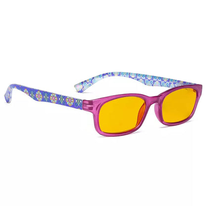 Amber Tinted Patterned Design Blue Light Blocking Reading Glasses Women