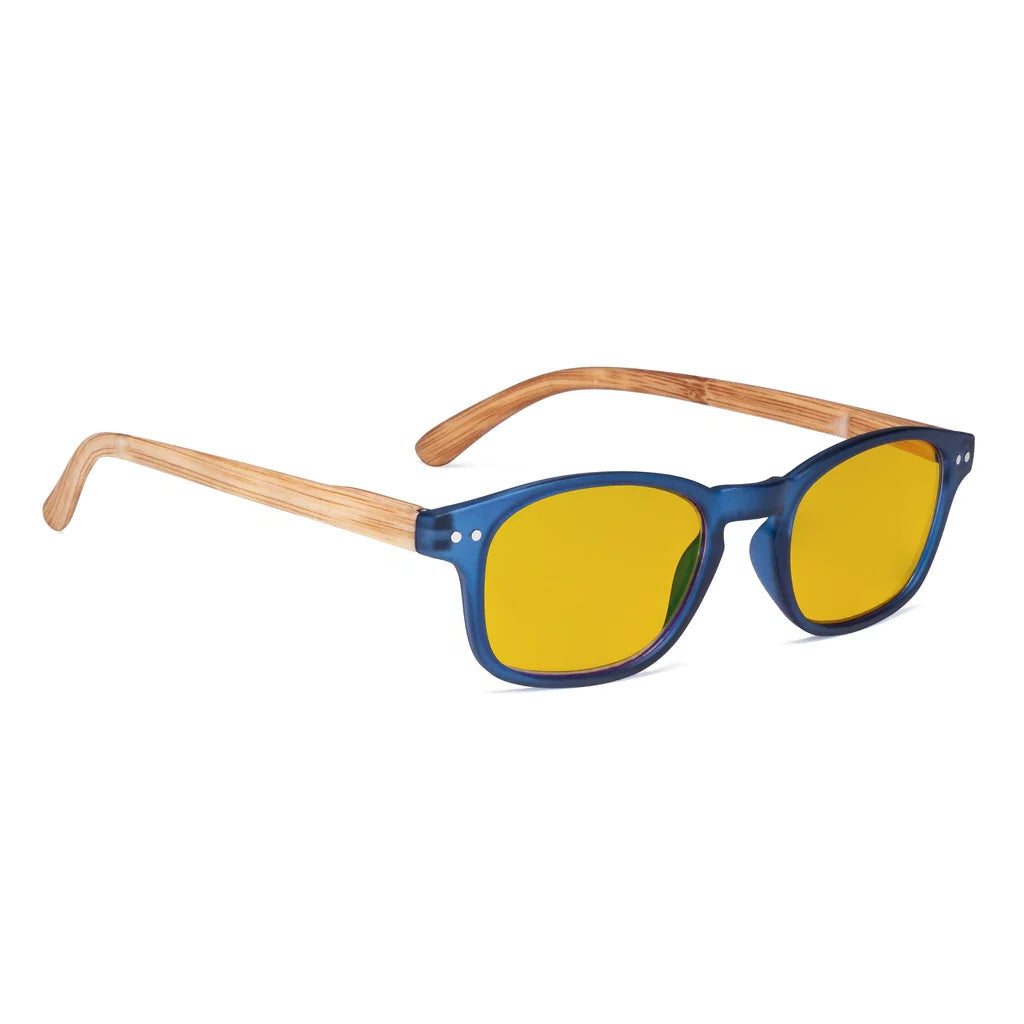 Amber Tinted Wooden Arms Blue Light Blocking Glasses Women