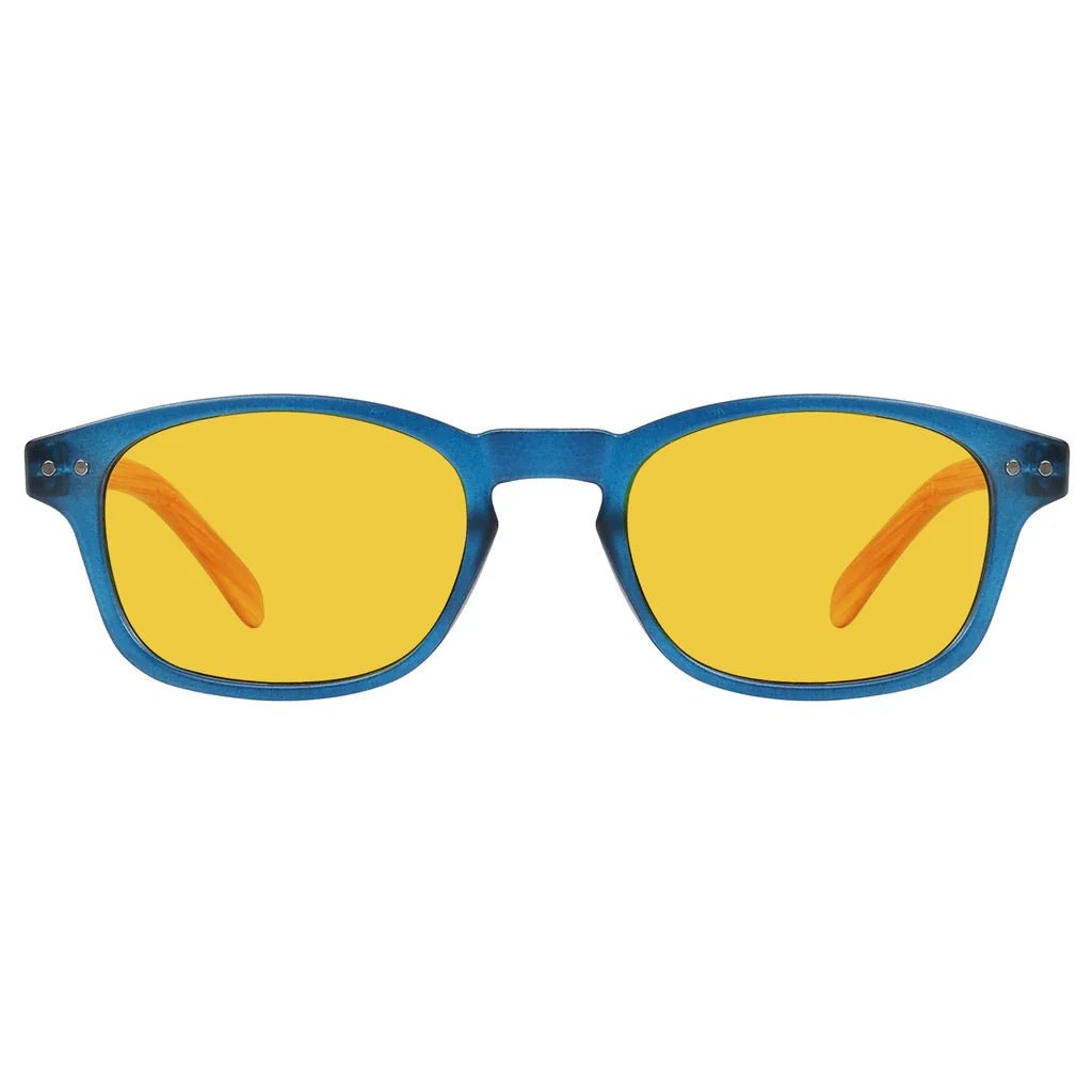 Amber Tinted Wooden Arms Blue Light Blocking Glasses Women