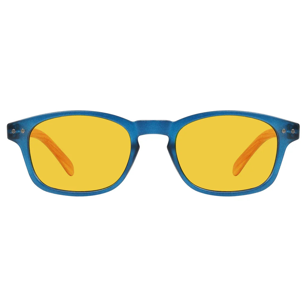 Amber Tinted Wooden Arms Blue Light Blocking Glasses Women