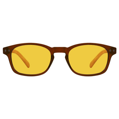 Amber Tinted Wooden Arms Blue Light Blocking Glasses Women
