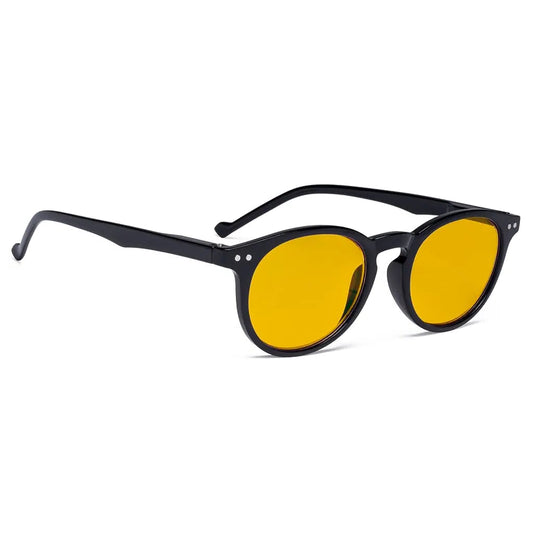 Amber Tinted Round Blue Light Blocking Glasses Women