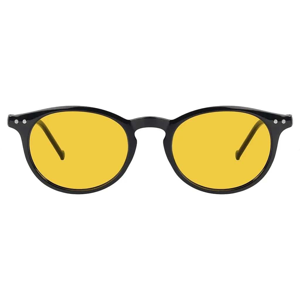 Amber Tinted Round Blue Light Blocking Glasses Women