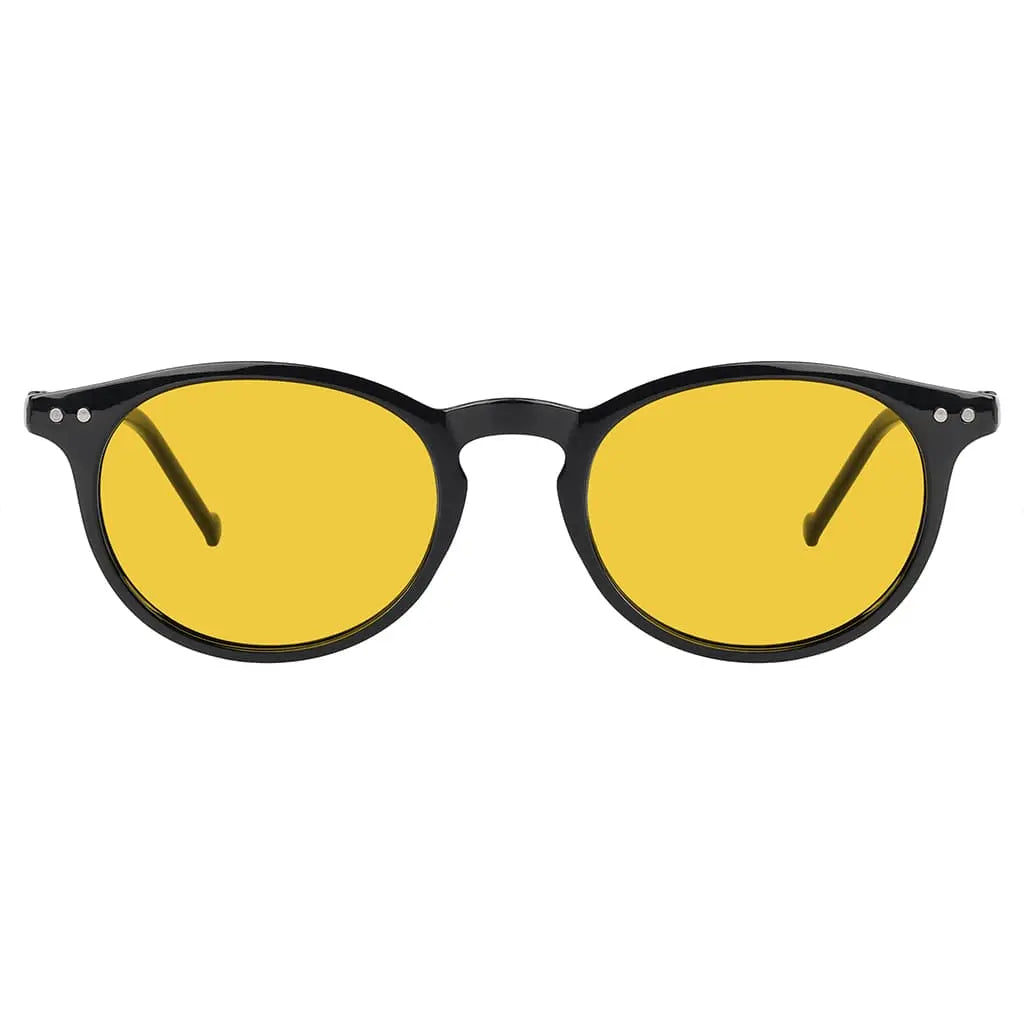 Amber Tinted Round Blue Light Blocking Glasses Women