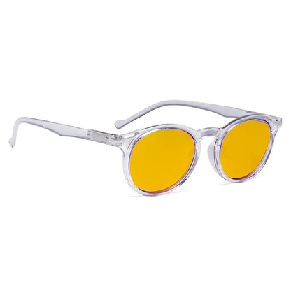 Amber Tinted Round Blue Light Blocking Glasses Women