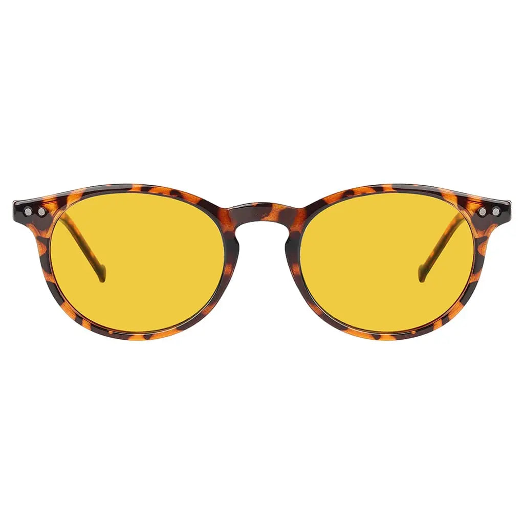 Amber Tinted Round Blue Light Blocking Reading Glasses Women