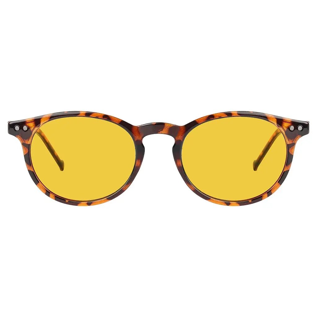 Amber Tinted Round Blue Light Blocking Reading Glasses Women