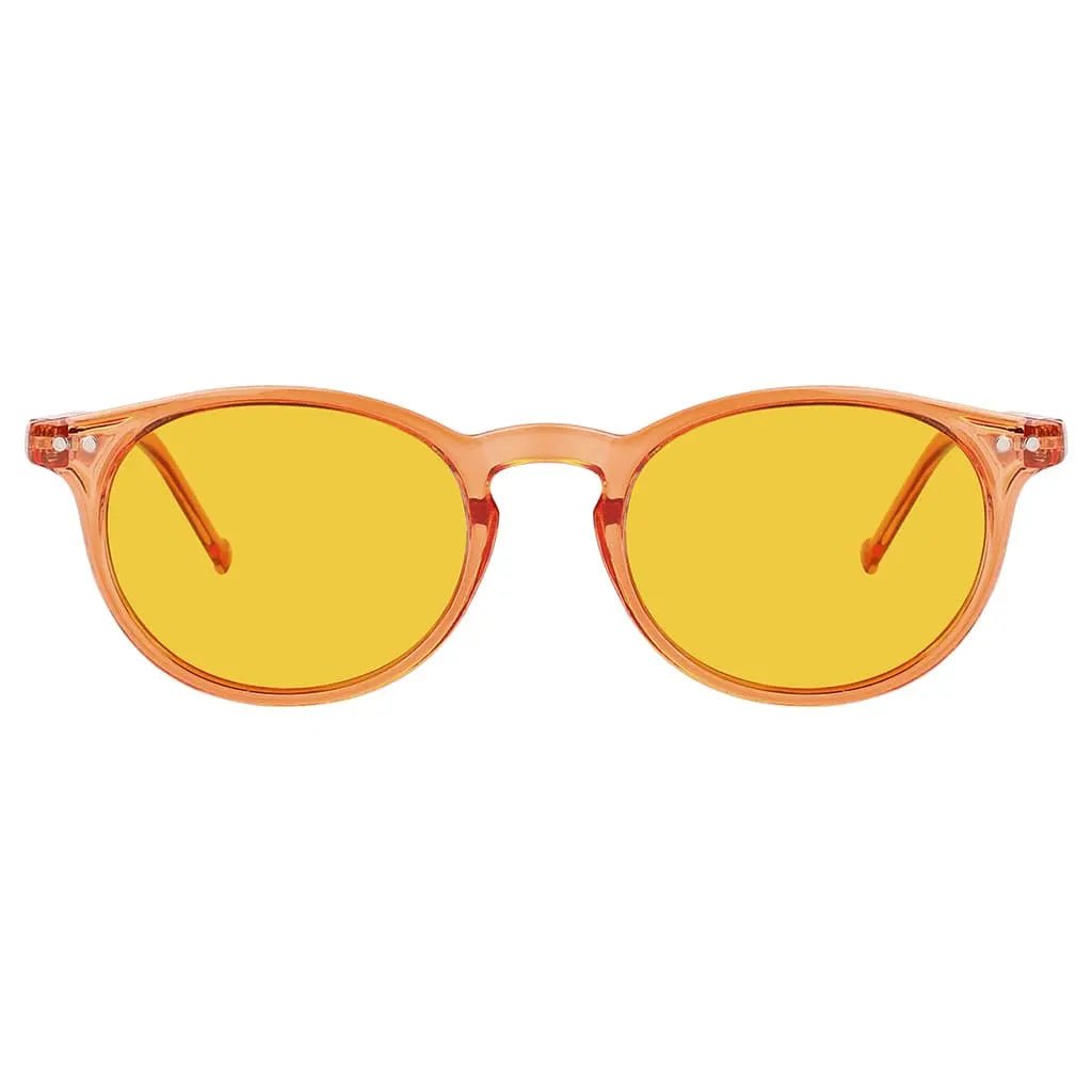 Amber Tinted Round Blue Light Blocking Reading Glasses Women