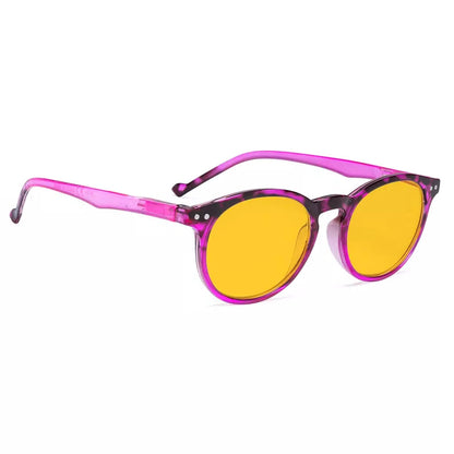 Oval Round Amber Tinted Blue Light Blocking Glasses Women Men