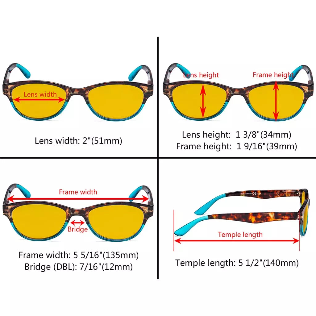 Amber Tinted Patterned Design Blue Light Blocking Reading Glasses Women