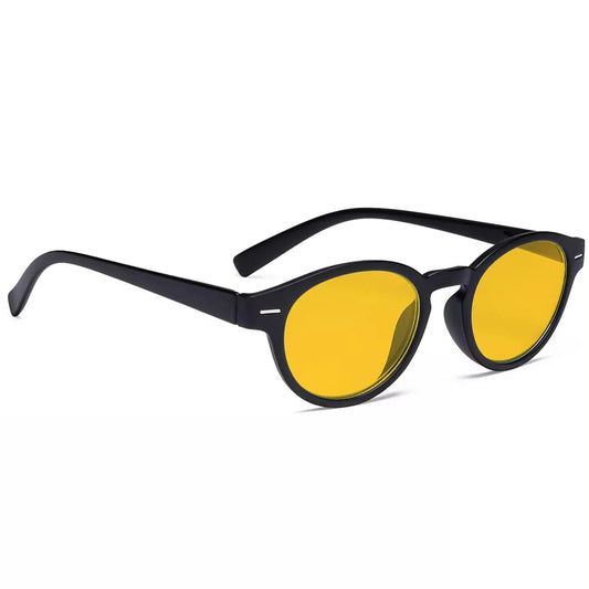 Oval Round Amber Tinted Blue Light Blocking Glasses Women