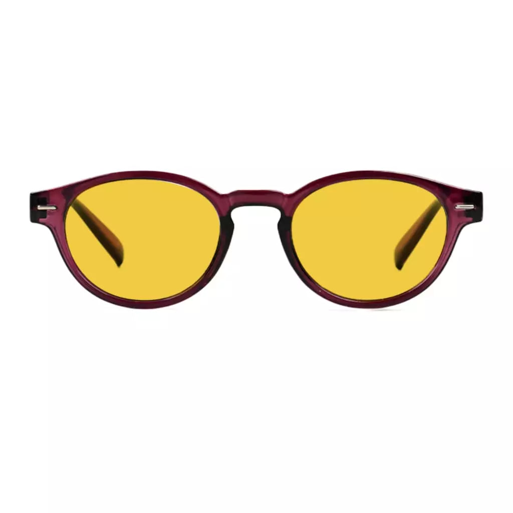 Oval Round Amber Tinted Blue Light Blocking Glasses Women