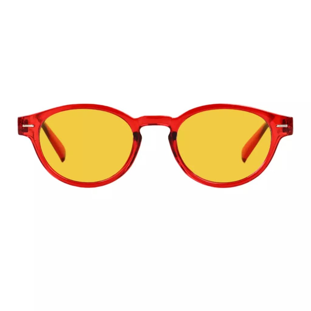 Oval Round Amber Tinted Blue Light Blocking Glasses Women
