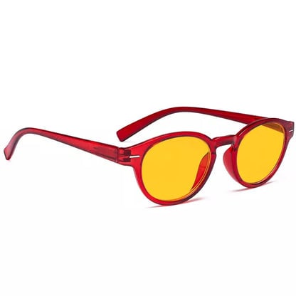 Oval Round Amber Tinted Blue Light Blocking Glasses Women