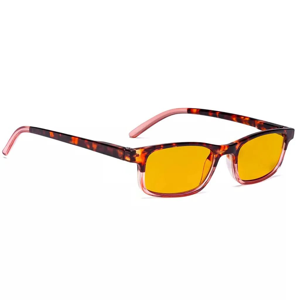 Amber Tinted Two-tone Blue Light Blocking Reading Glasses Women