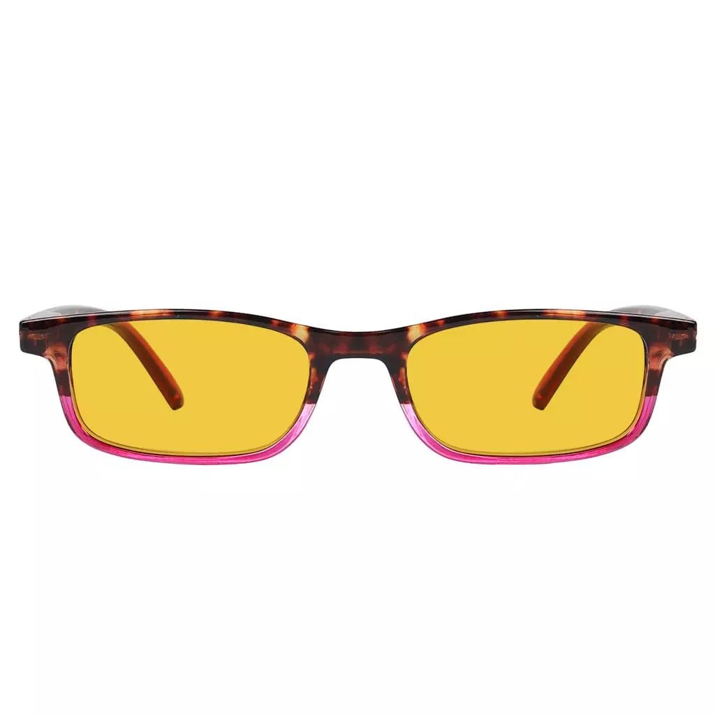Amber Tinted Two-tone Blue Light Blocking Reading Glasses Women