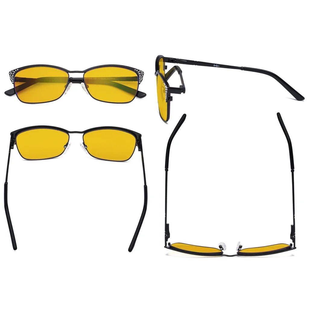 Amber Tinted Blue Light Crystals Gemstones Blocking Glasses Men Women