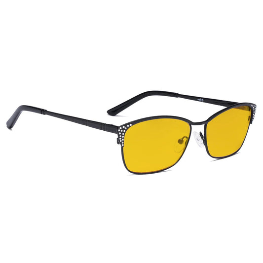 Amber Tinted Blue Light Crystals Gemstones Blocking Glasses Men Women