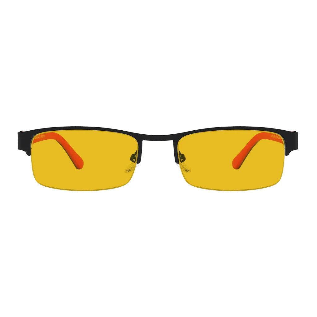 Amber Tinted Half-rim Titanium Wirerim Blue Light Blocking Glasses Women