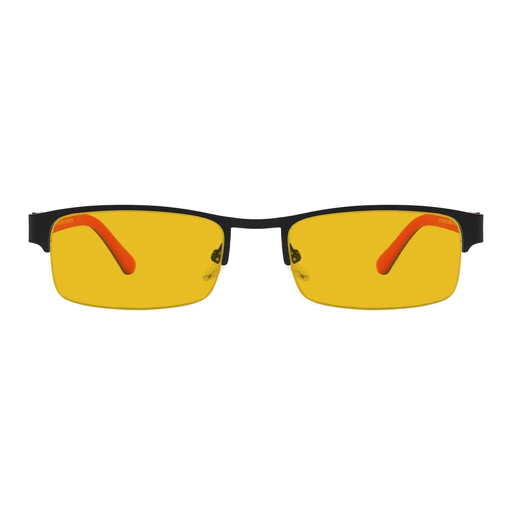 Amber Tinted Half-rim Titanium Wirerim Blue Light Blocking Glasses Women