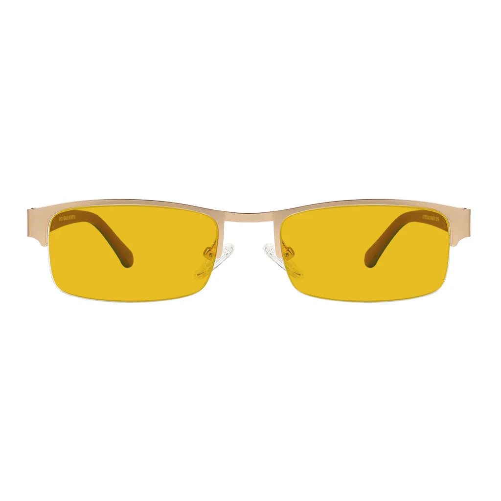 Amber Tinted Half-rim Titanium Wirerim Blue Light Blocking Glasses Women