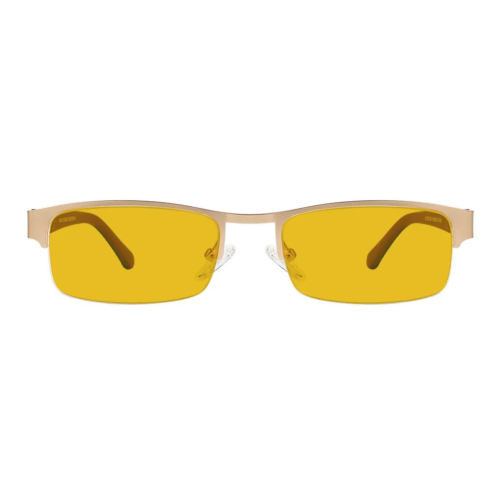 Amber Tinted Half-rim Titanium Wirerim Blue Light Blocking Glasses Women