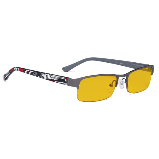 Amber Tinted Half-rim Titanium Wirerim Blue Light Blocking Glasses Women
