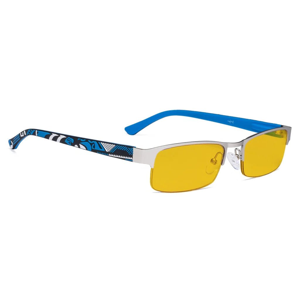 Amber Tinted Half-rim Titanium Wirerim Blue Light Blocking Glasses Women