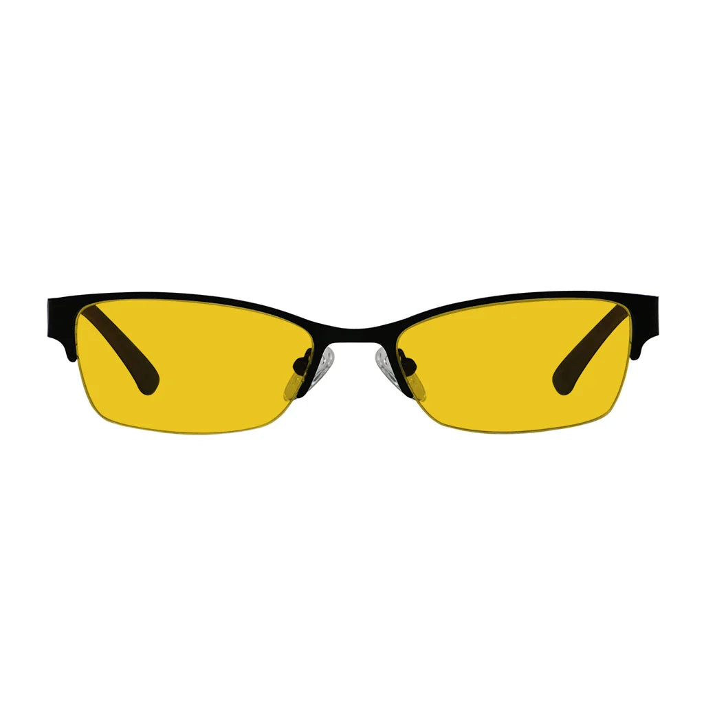 Half-rim Amber Tinted Titanium Wirerim Blue Light Blocking Glasses Women