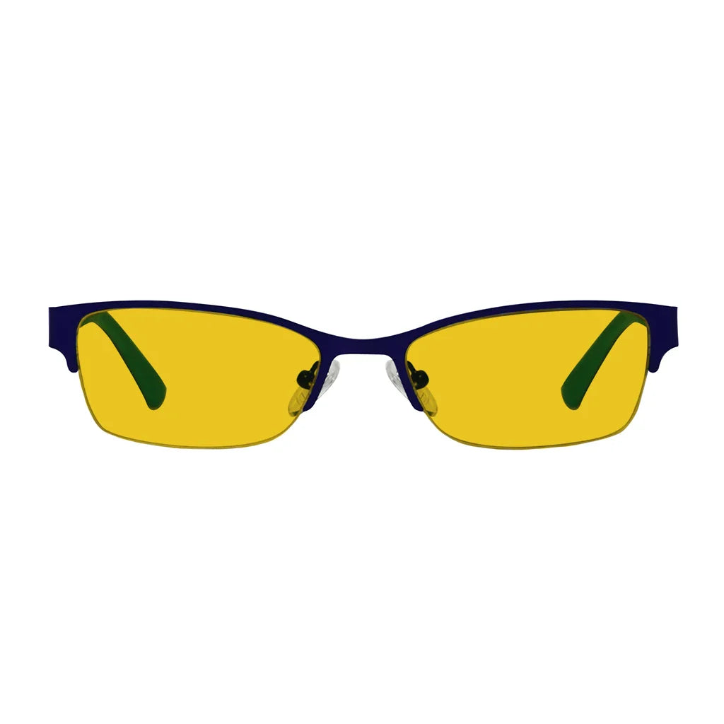 Half-rim Amber Tinted Titanium Wirerim Blue Light Blocking Glasses Women