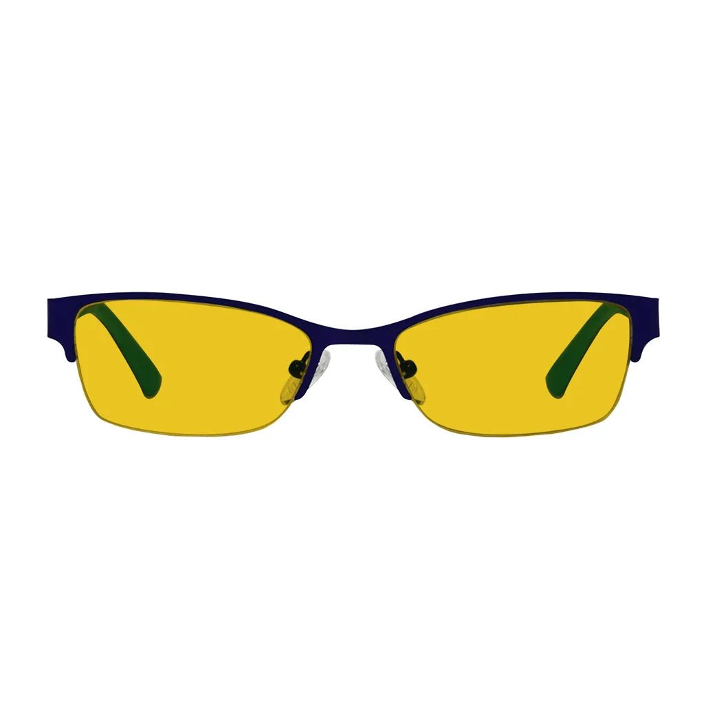 Half-rim Amber Tinted Titanium Wirerim Blue Light Blocking Glasses Women