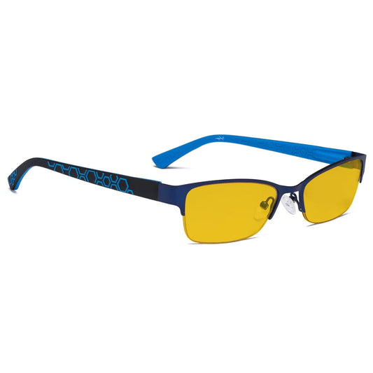 Half-rim Amber Tinted Titanium Wirerim Blue Light Blocking Glasses Women