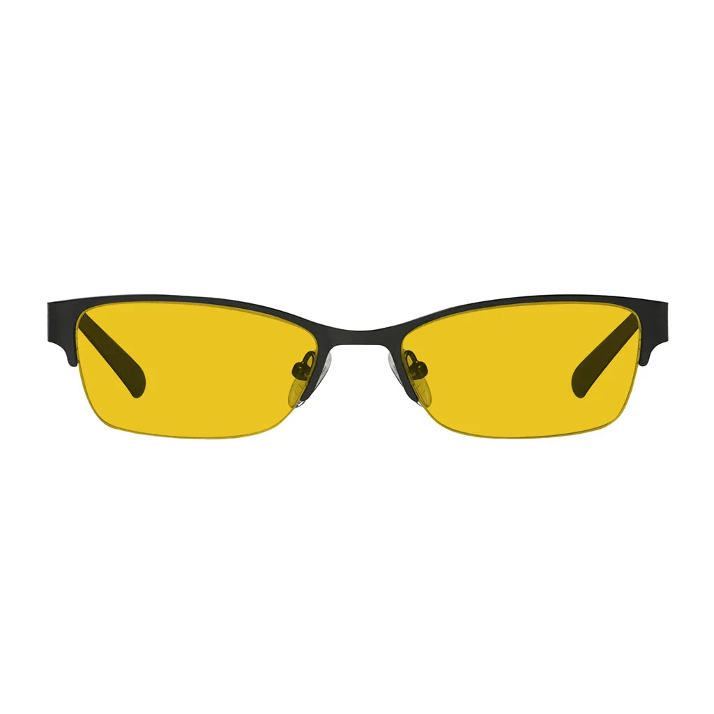 Half-rim Amber Tinted Titanium Wirerim Blue Light Blocking Glasses Women