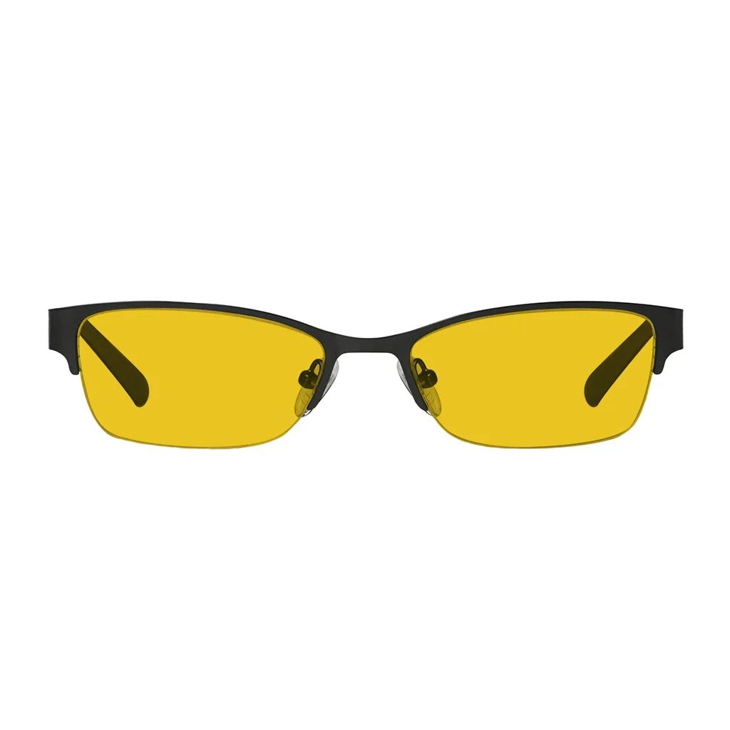 Half-rim Amber Tinted Titanium Wirerim Blue Light Blocking Glasses Women
