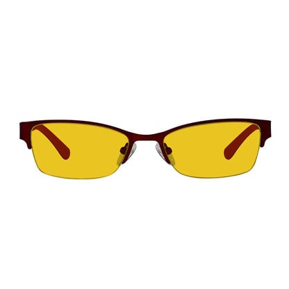 Half-rim Amber Tinted Titanium Wirerim Blue Light Blocking Glasses Women