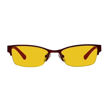 Half-rim Amber Tinted Titanium Wirerim Blue Light Blocking Glasses Women