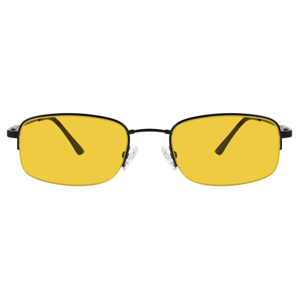 Amber Tinted Titanium Half-rim Blue Light Blocking Reading Glasses Men