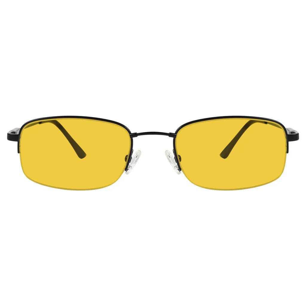 Amber Tinted Titanium Half-rim Blue Light Blocking Reading Glasses Men