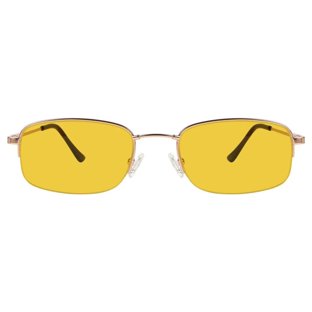 Amber Tinted Titanium Half-rim Blue Light Blocking Reading Glasses Men