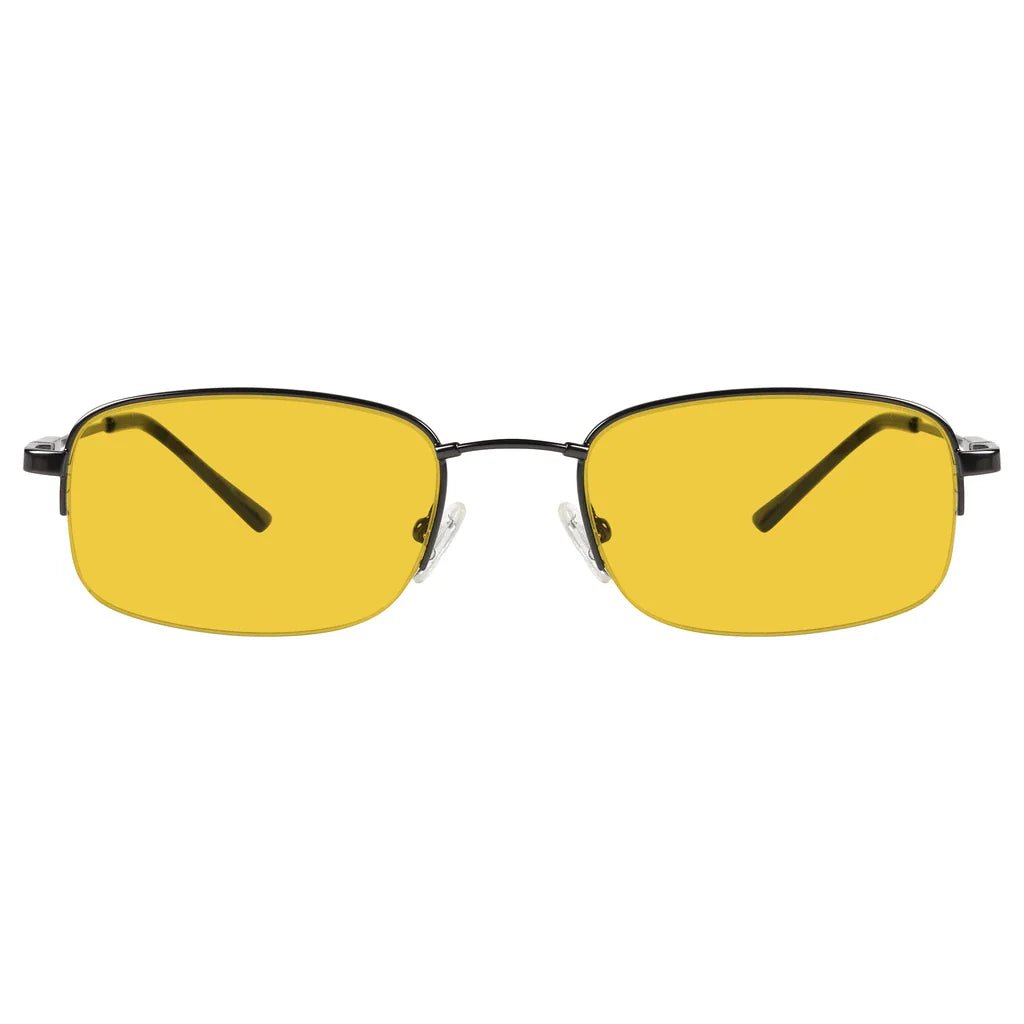 Amber Tinted Titanium Half-rim Blue Light Blocking Reading Glasses Men