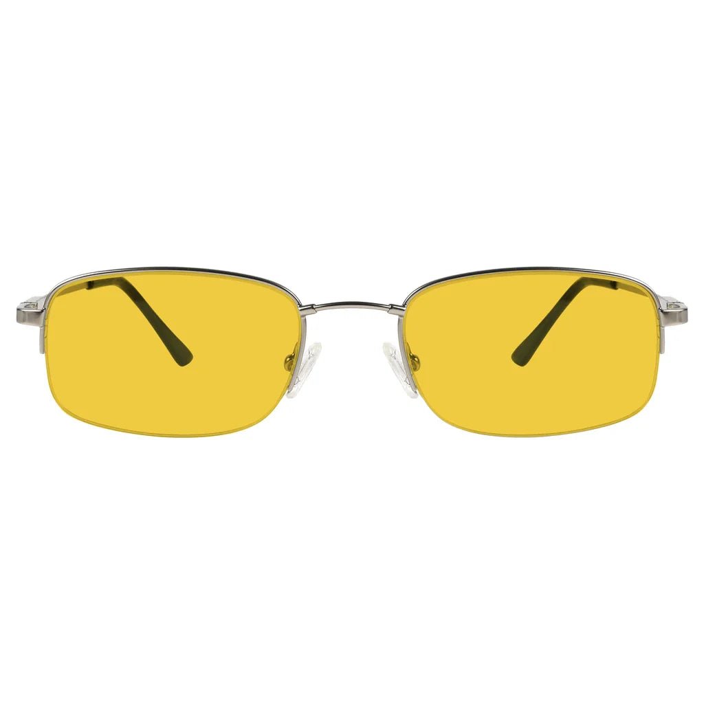 Amber Tinted Titanium Half-rim Blue Light Blocking Reading Glasses Men