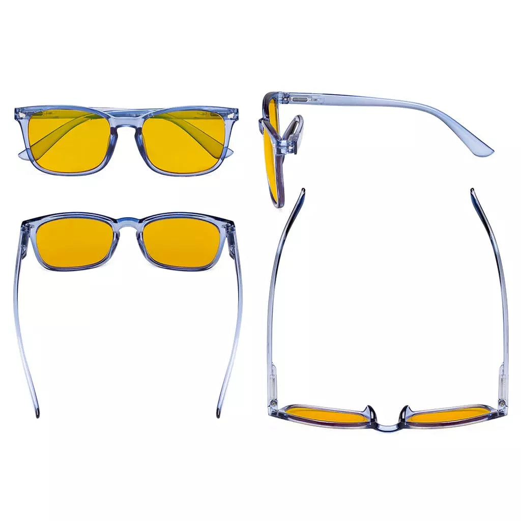 Square Amber Tinted Blue Light Blocking Glasses Women