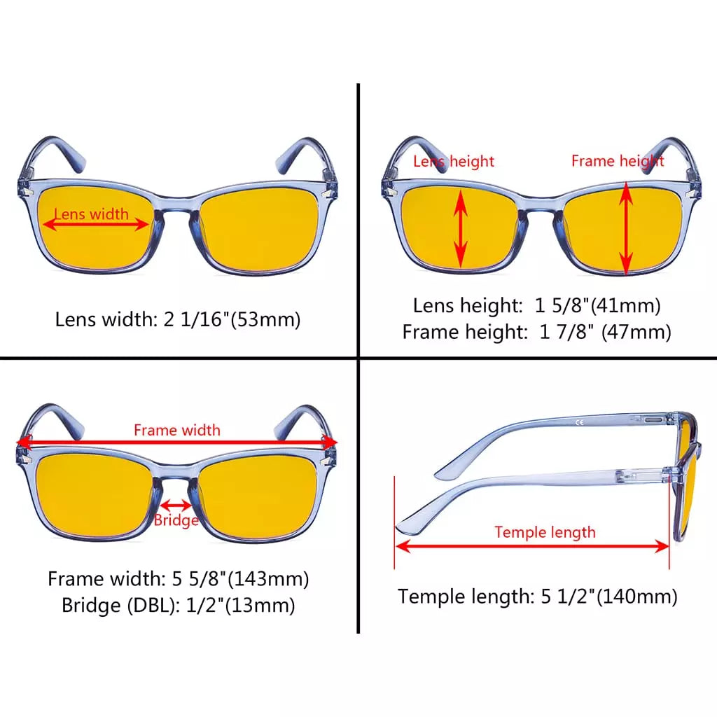 Square Amber Tinted Blue Light Blocking Glasses Women