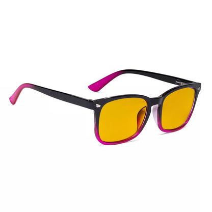 Square Amber Tinted Blue Light Blocking Glasses Women