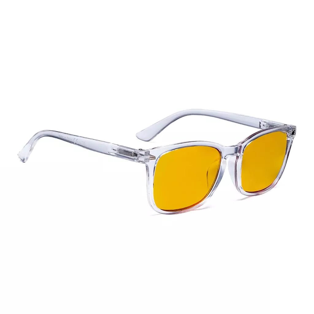 Square Amber Tinted Blue Light Blocking Reading Glasses Women