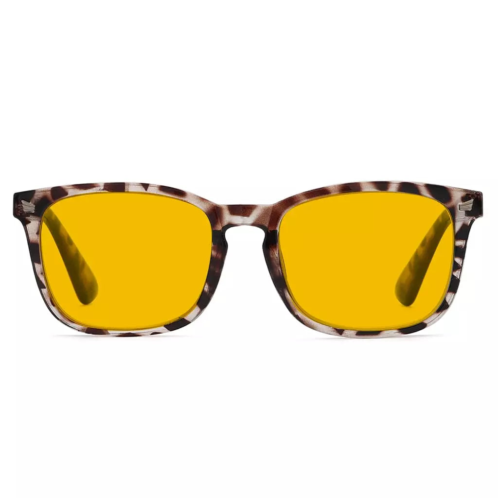 Square Amber Tinted Blue Light Blocking Glasses Women